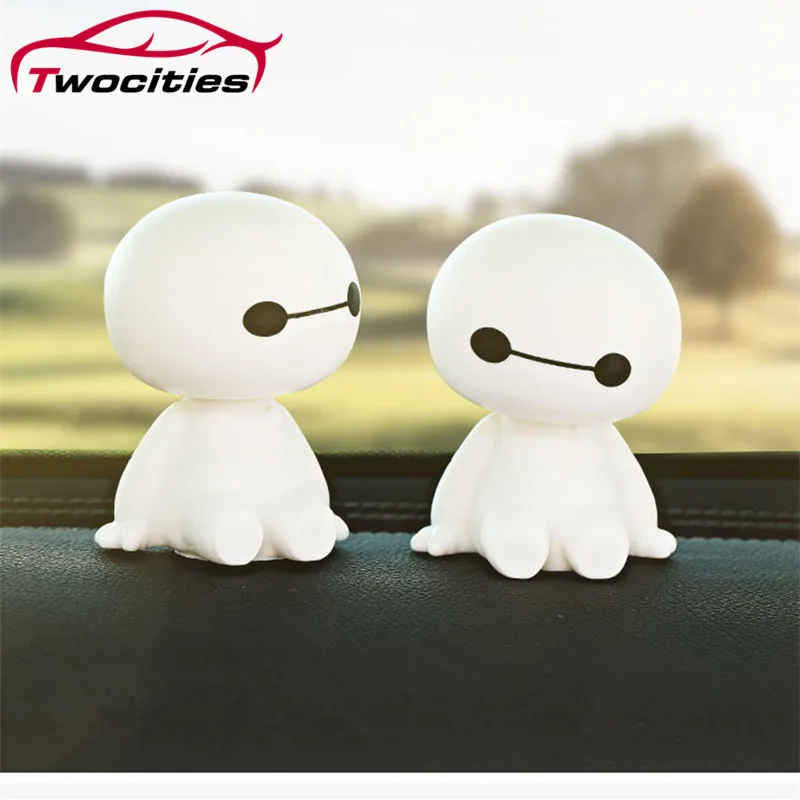 

Twocities Cute Cartoon Plastic Robot Shaking Head Figure Car Ornaments Auto Interior Decorations Doll Toys Ornament Accessories