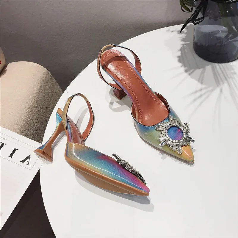 

Sexy Skinny Rhinestone Buckle Sharp Single Shoe Color High-heeled Shoes Women's Shoes