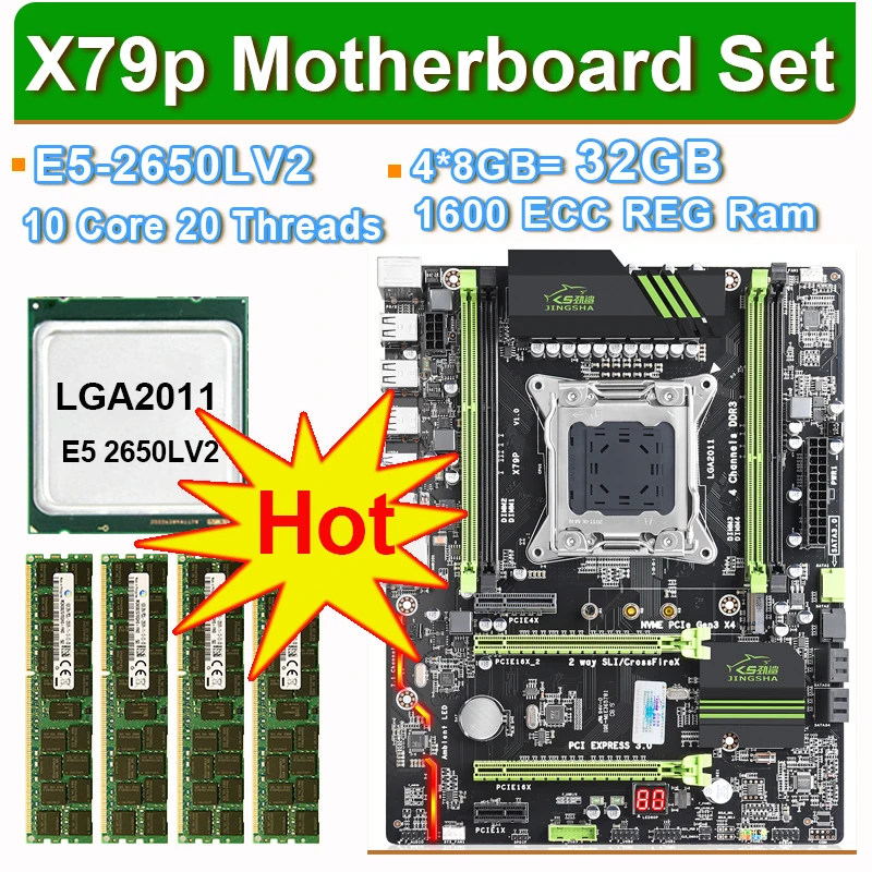 ^Cheap JINGSHA motherboard with LGA2011 combos Xeon E5 2650LV2 CPU 10 cores 20 threads 4pcs x 8GB = 32GB memory DDR3 ECC RAM 1600Mhz ^Cheap JINGSHA motherboard with LGA2011 combos Xeon E5 2650LV2 CPU 10 cores 20 threads 4pcs x 8GB = 32GB memory DDR3 ECC RAM 1600Mhz