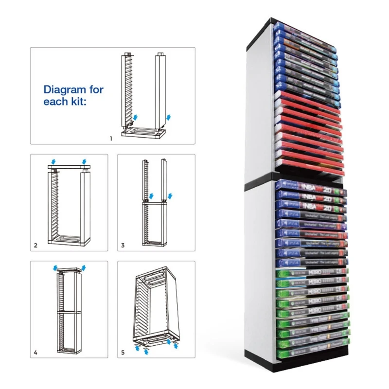 Disco Host Suporte de Armazenamento com Dupla Camada Disco de Jogos Torre Vertical 36 Discos de Jogos para Ps4 Ps5 Switch Xboxone - Image 2