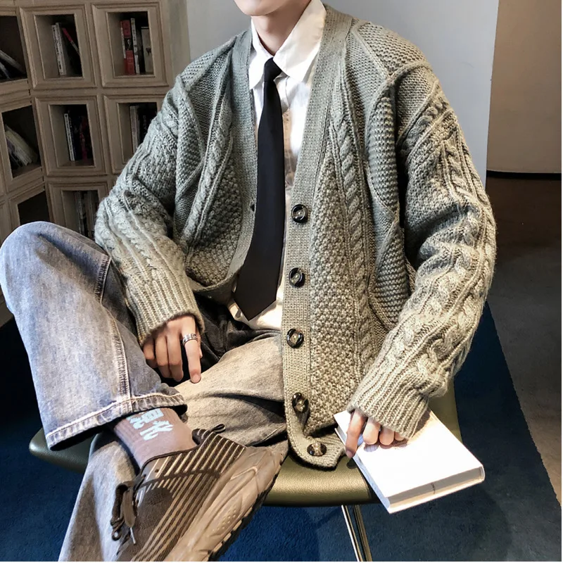 2019 Autumn And Winter New Japanese Retro Loose Outer Jacket Coat Fashion Casual Solid Color Couple Sweater Khaki / Gray M-2XL |