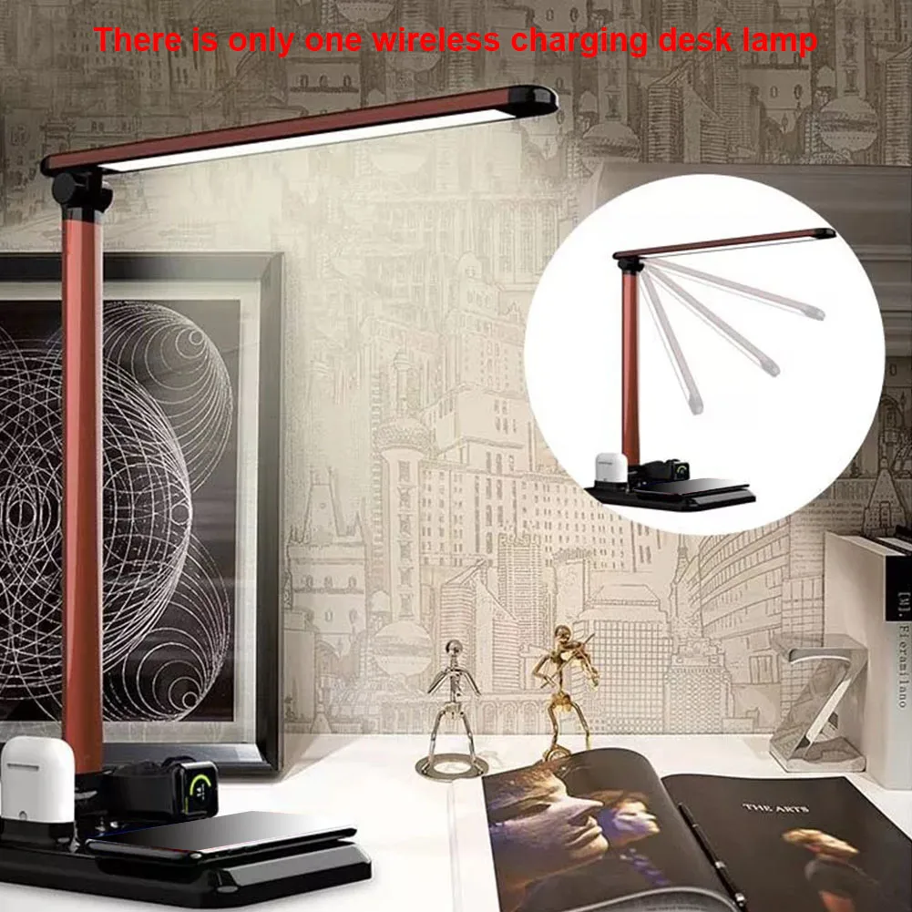 

4 In 1 Earphone Led Folding Multifunction Wireless Charger Touch USB Watch ABS Luminaria Table Desk Lamp Smartphone Reading