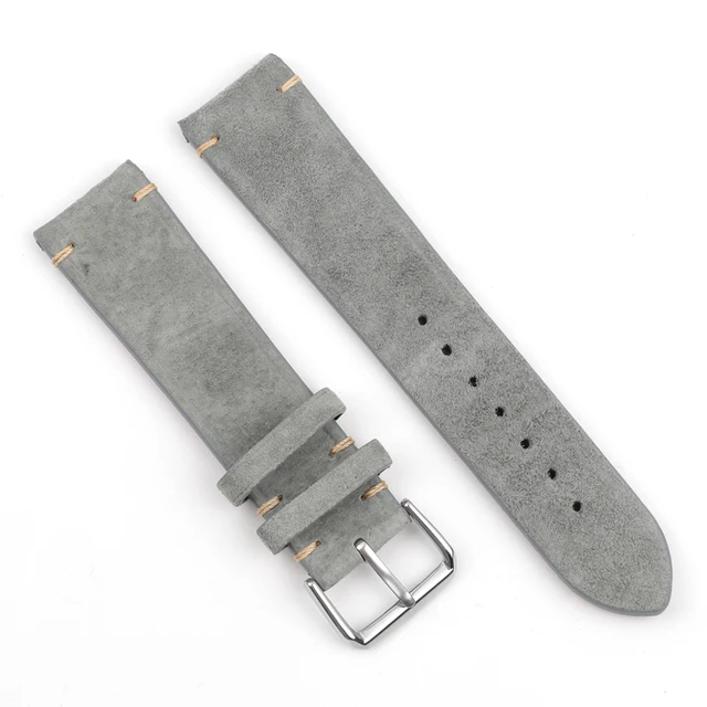 High Quality Suede Leather Vintage Watch Straps Blue Watchbands Replacement Strap for Watch Accessories 18mm 20mm 22mm 24mm Gray