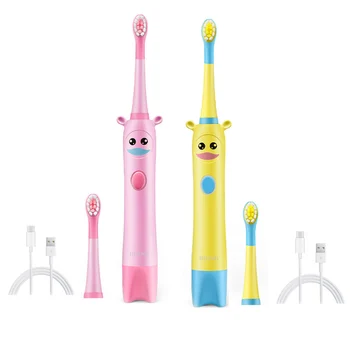 

Children Sonic Electric Toothbrush 3 Modes Food Grade Bristle Special for Kids USB Rechargeable Carton Replaceable Brush Heads