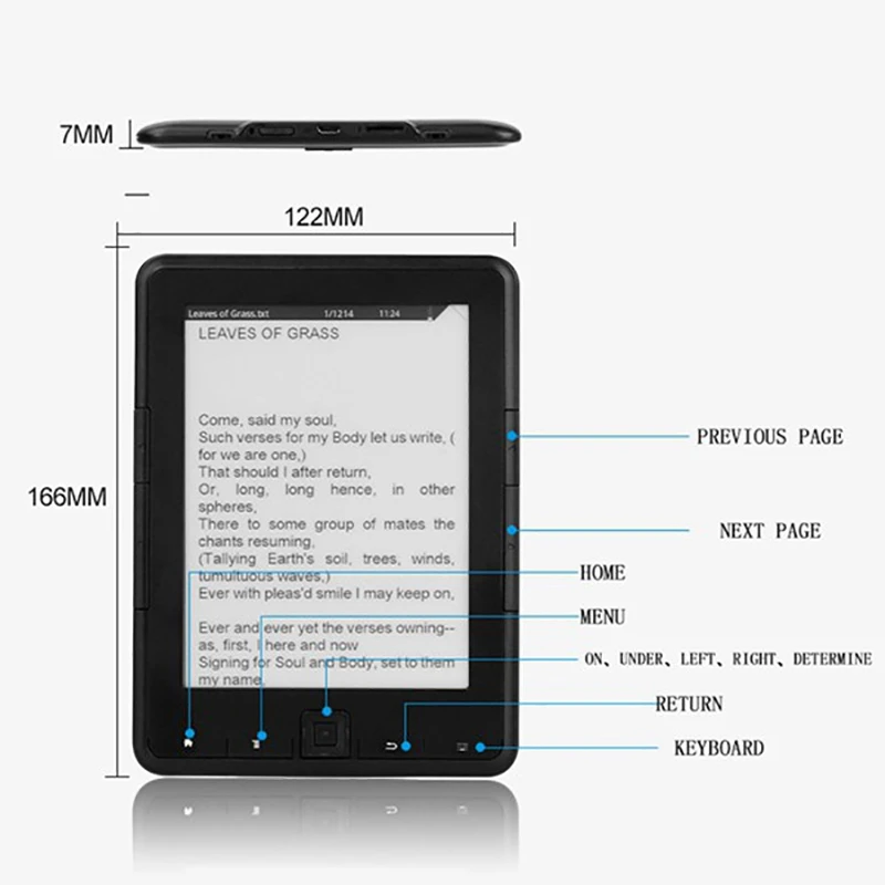 BK-6008 Electronic Paper Book Reader 6.0 Inch Sn E