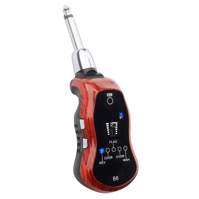 B6 Guitar Headphone Amp Mini Plug Guitar Amplifier Bluetooth Rechargeable for Electric Travel Pocket Guitar Mahogany Color 