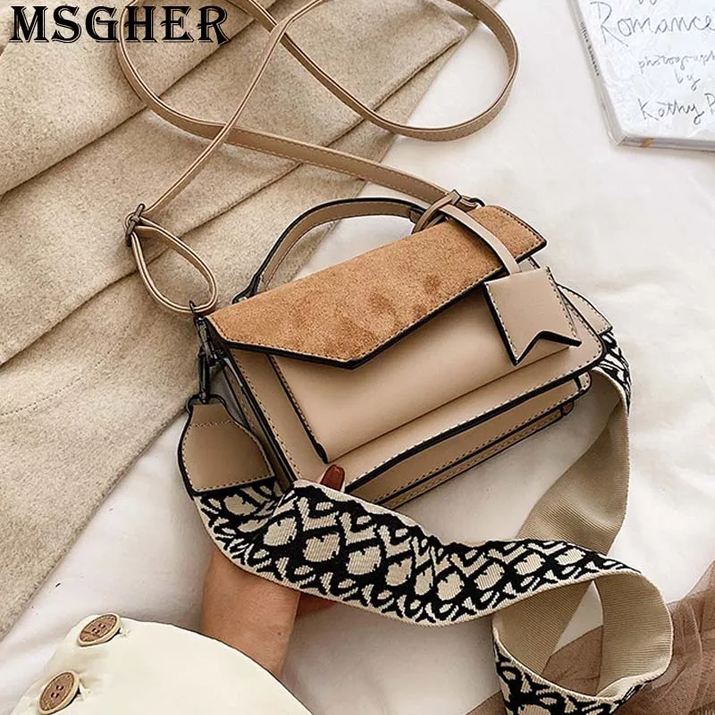 

MSGHER Frosted Flap Women Shoulder Bag Wild Canvas Embroidery Bohemian Style Joker Patchwork Autumn Vintage Girl Bag WB3010