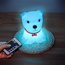 

New Kawaii LED Kids Night Lights Touch Sensor Dog Remote Control Room Decor Table Lamp Bedroom Children Baby Christmas Gift