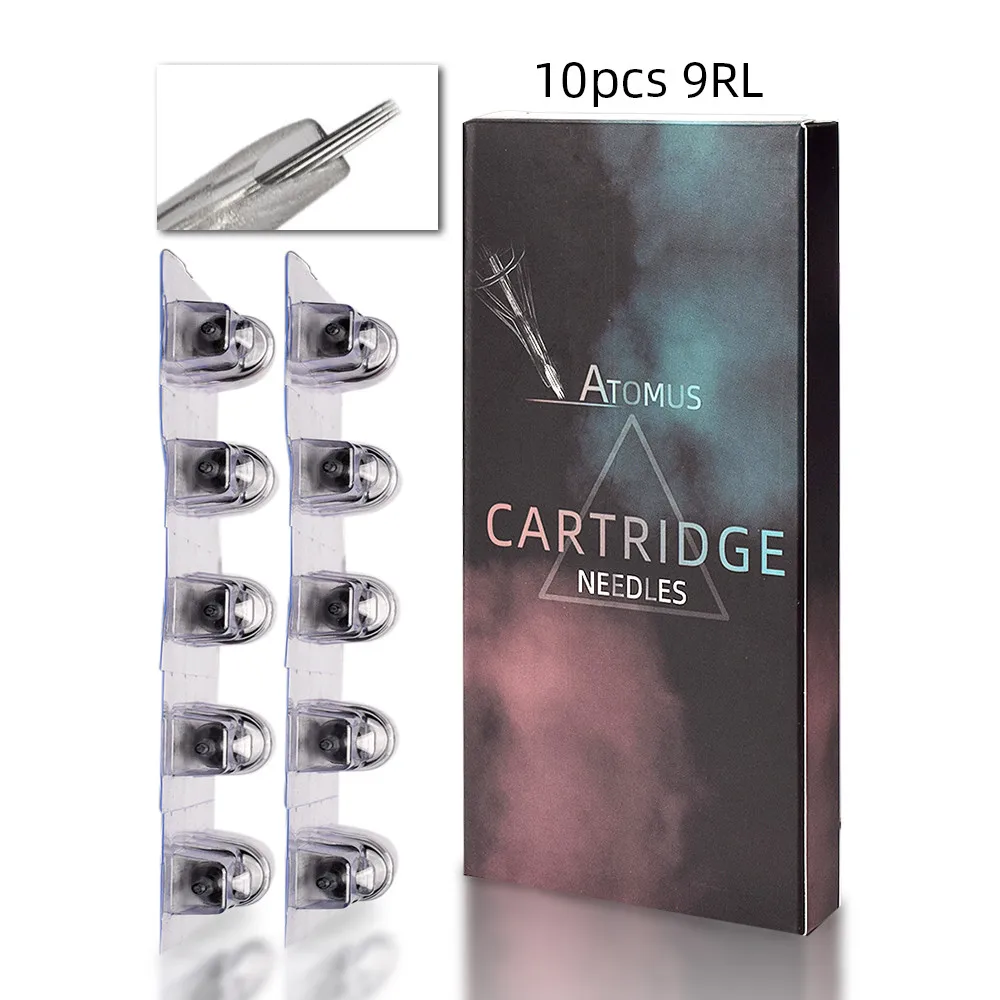 9RL Профессиональные картриджи для тату-иглы 10 шт. RL/M1/RM/RS одноразовые перманентные иглы для макияжа бровей губ для тату-машины - Габаритные размеры: 9RL
