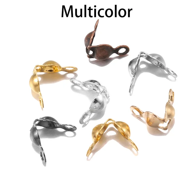 100-200pcs Connector Clasp Fitting 4*7mm Ball Chain Calotte End Crimps Beads Connector Components For DIY Jewelry Making Supplie 200pcs Multicolor