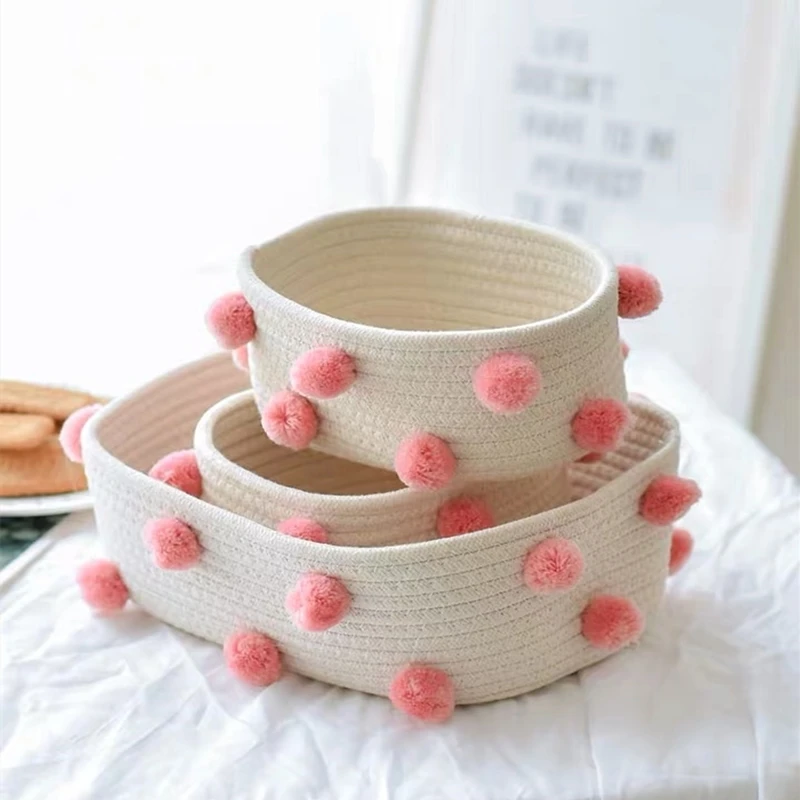 Pink receive basket cotton thread ball Nordic sitting room decorates sundry cosmetics to store basket indoor household articles