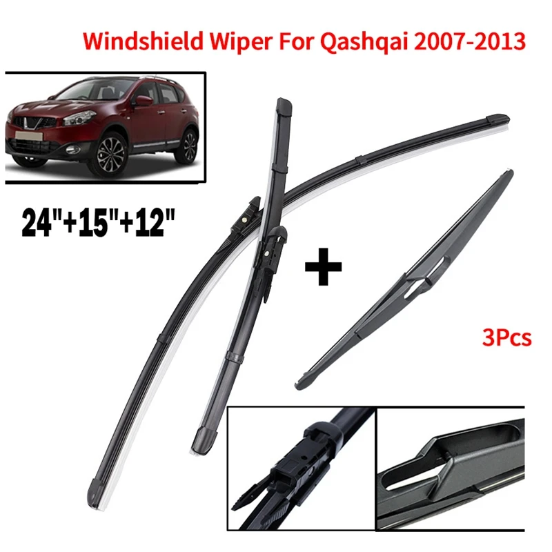 Wiper Blades Kit, Front and Rear Windscreen Window Wiper Blade for