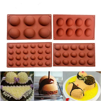 

Hemispherical Chocolate Mousse Cake Mould 5, 6, 8, 15, 24, Continuous, Semi-circular, Silicone, Pudding, Household Products,C132