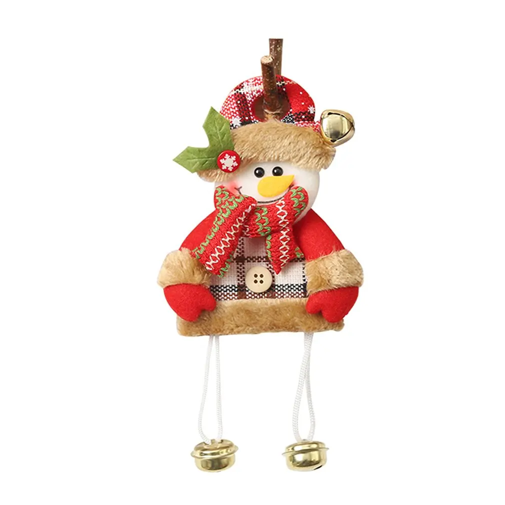 Burlap Doll Christmas Pendant Creative Christmas Tree Ornament Christmas Decoration Old Man Snowman Decoration Lattice - Цвет: Флуоресцентный желтый