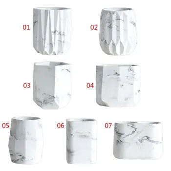 

Geometric Marble Desk Pen Pencil Holder Case Makeup Brush Storage Box Organizer PXPA