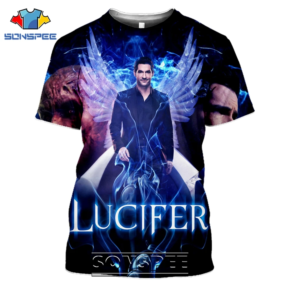SONSPEE T-shirts Lucifer Morningstar 3D Print Men Women Casual Fashion Hip Hop Short Sleeve Streetwear Devil Tees Tops Shirt (5)