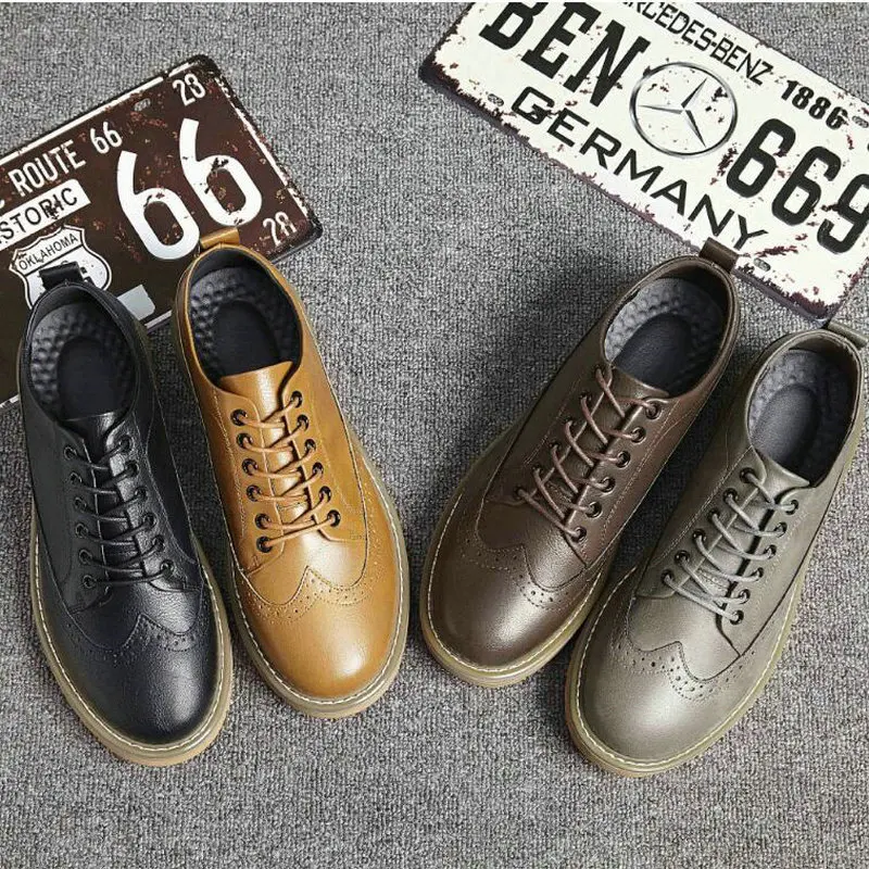

Men Zapatos Hombre Casual flats Shoes Spring New Men Fashion Brogue Sneakers Men Leather Flats Shoes A56-08