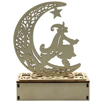 

Wooden LED Light Halloween Decorations Hollow Moon Haunted House Props Ornament B85C