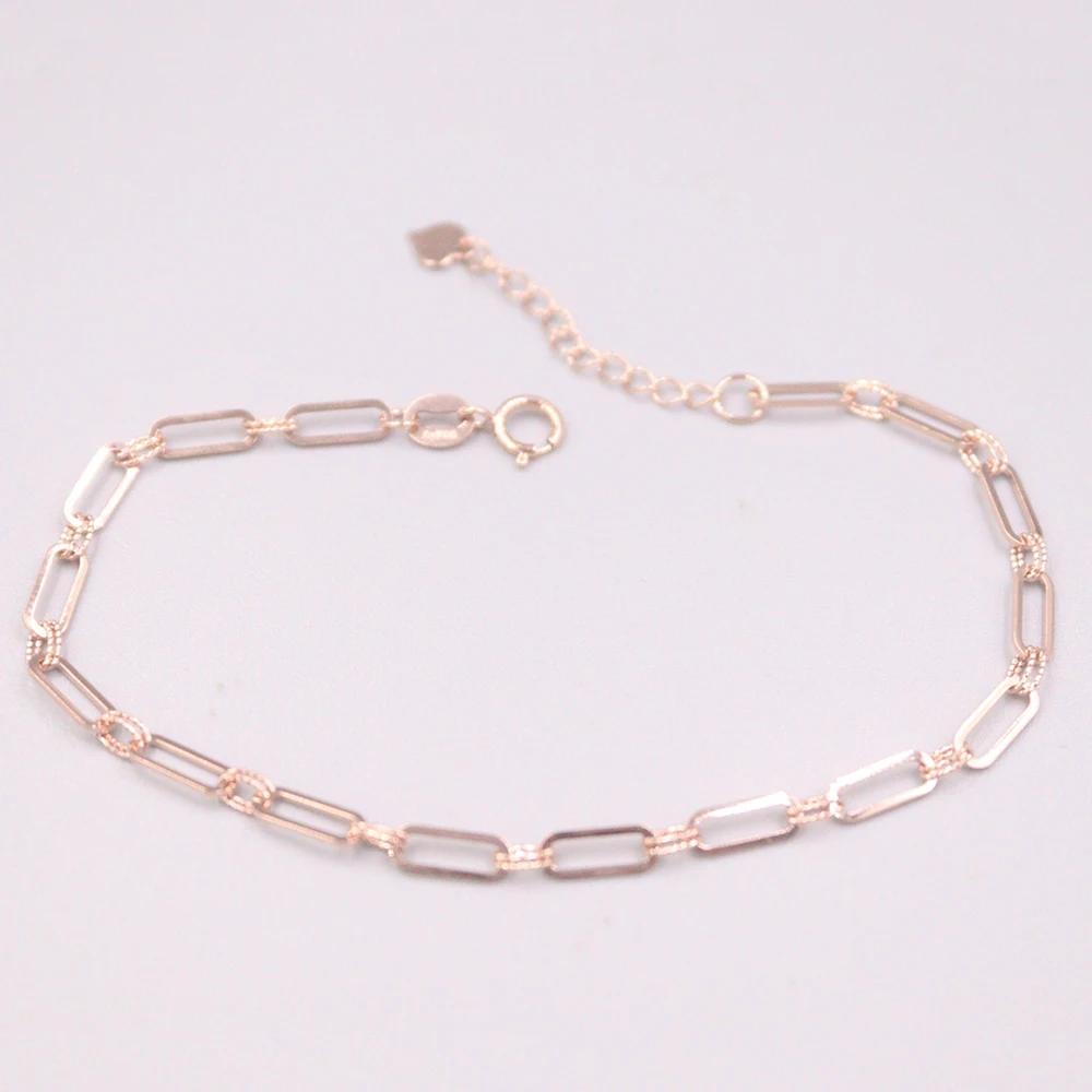 

Fine Pure 18Kt Au 750 Rose Gold Square O Link Bracelet For Women Best Gift 7.28inch 2-2.3g