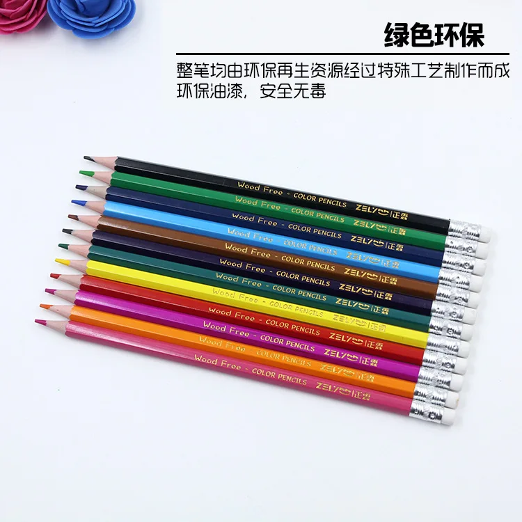 Открытый сезон может тереть, цветные гексагональные карандаши, карандаши 12/24/36/48 цветной грифель экологический пластиковый карандаш студент эскиз карандаш
