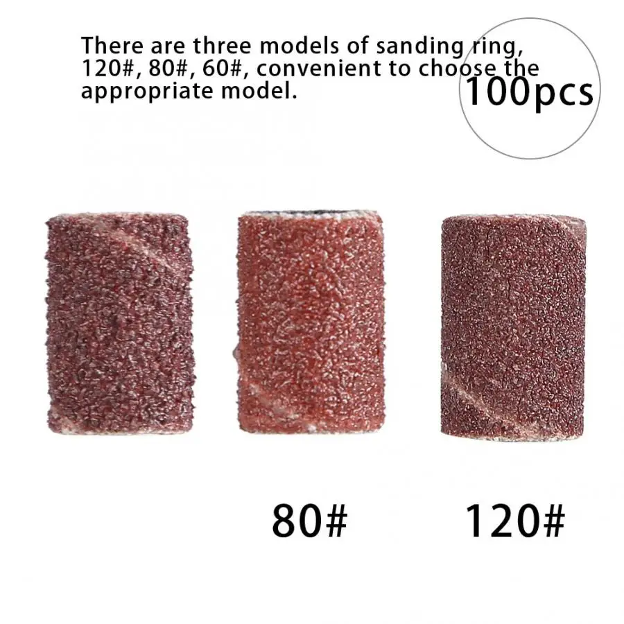 Nail Art 100pcs Nail Sanding Ring Grinding Head Sanding Band Ring Drill Bits Manicure Tool Nails Accessoires