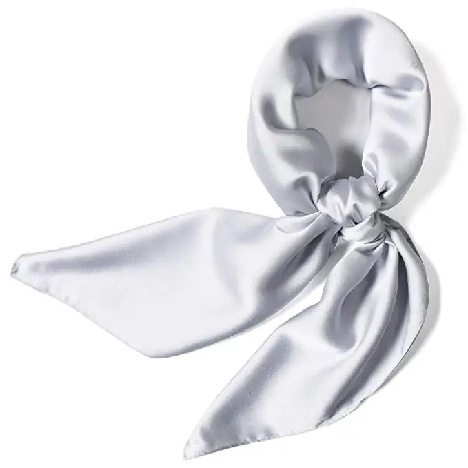 FURTALK 70*70 роскошный бренд женский Шелковый атласный шарф женский европейский стиль с принтом квадратные шарфы летние шали для дам AD059 - Цвет: sliver grey