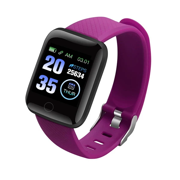 Смарт-часы 116 plus, кровяное давление, мониторинг сердечного ритма, ip68, водонепроницаемые электронные часы для мужчин и женщин, умные, для здоровья, носимое устройство - Цвет: Фиолетовый
