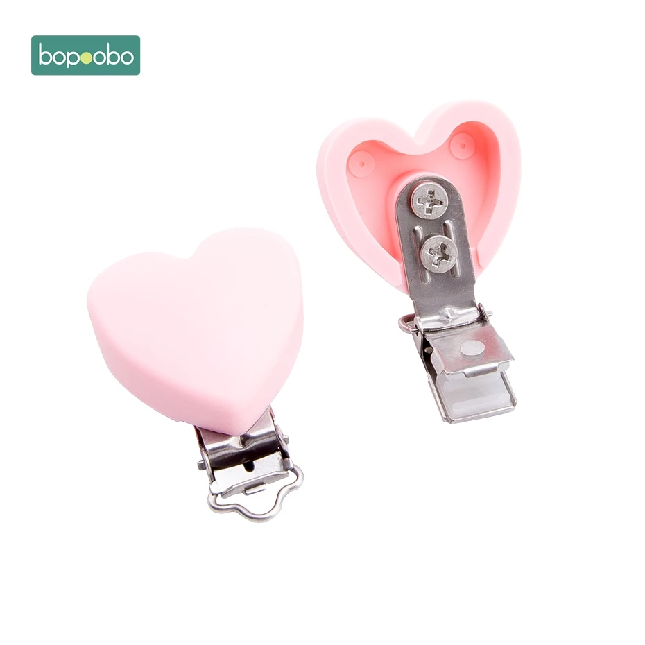 Pink Heart Bopoobo 1 шт. силиконовая соска-подвеска пищевые материалы BPA Бесплатный детский душ подарок для кормления Аксессуары детский силиконовый держатель для грызунов - Цвет: Pink Heart