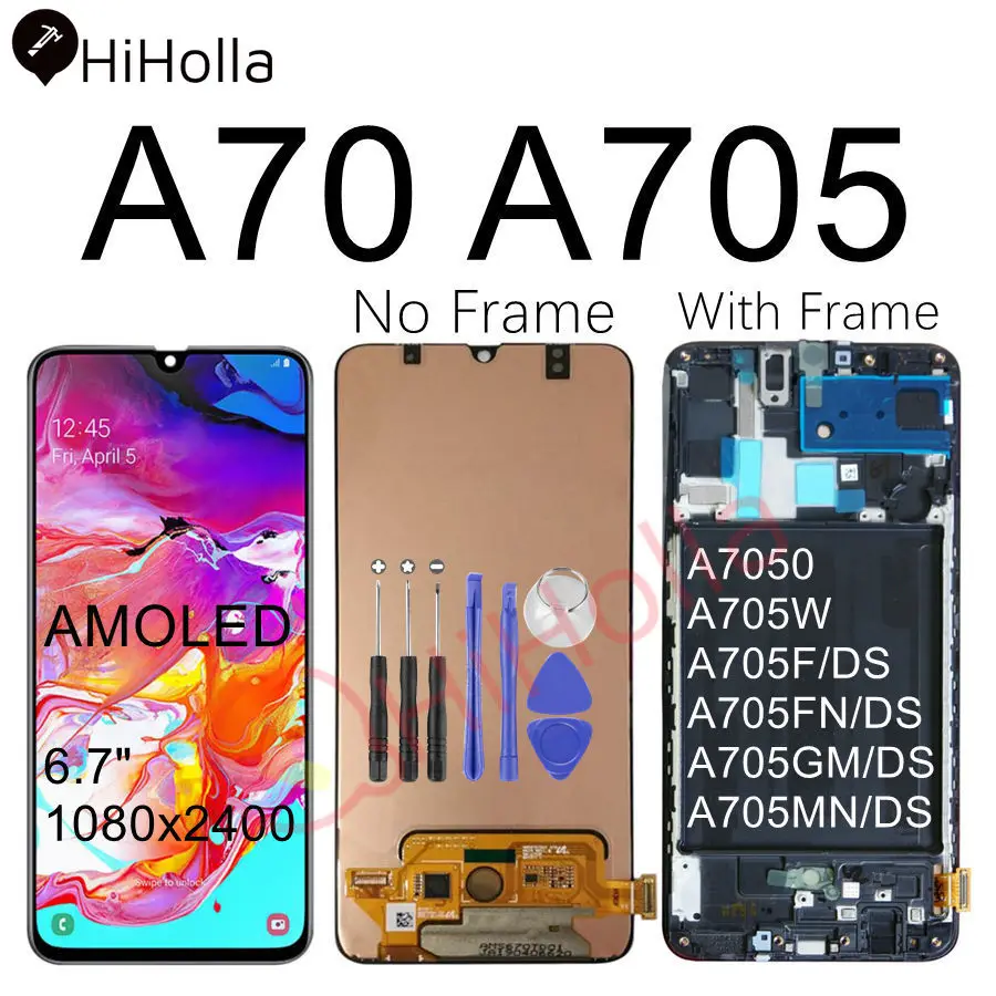 

HiHolla Display For SAMSUNG GALAXY A70 A705 LCD Display Touch Screen With Frame A705F A705FN/DS For SAMSUNG A705 LCD Screen