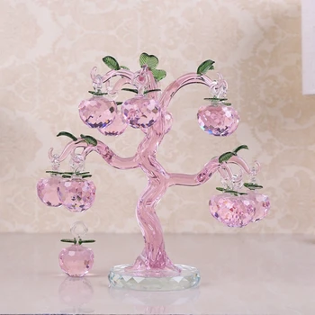 

PINK CHIRSTMAS TREE HANGING ORNAMENTS 30MM CRYSTAL GLASS APPLE MINIATURE FIGURINE NATALE HOME DECORATIONS FIGURINES CRAFTS GIFTS
