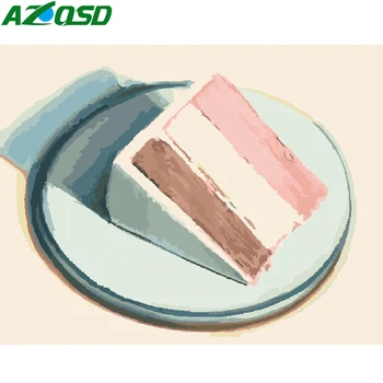 

AZQSD DIY Paint By Numbers Cake Picture For Living Room Home Decoration Unframe Painting By Numbers Still Life Handpainted Gift