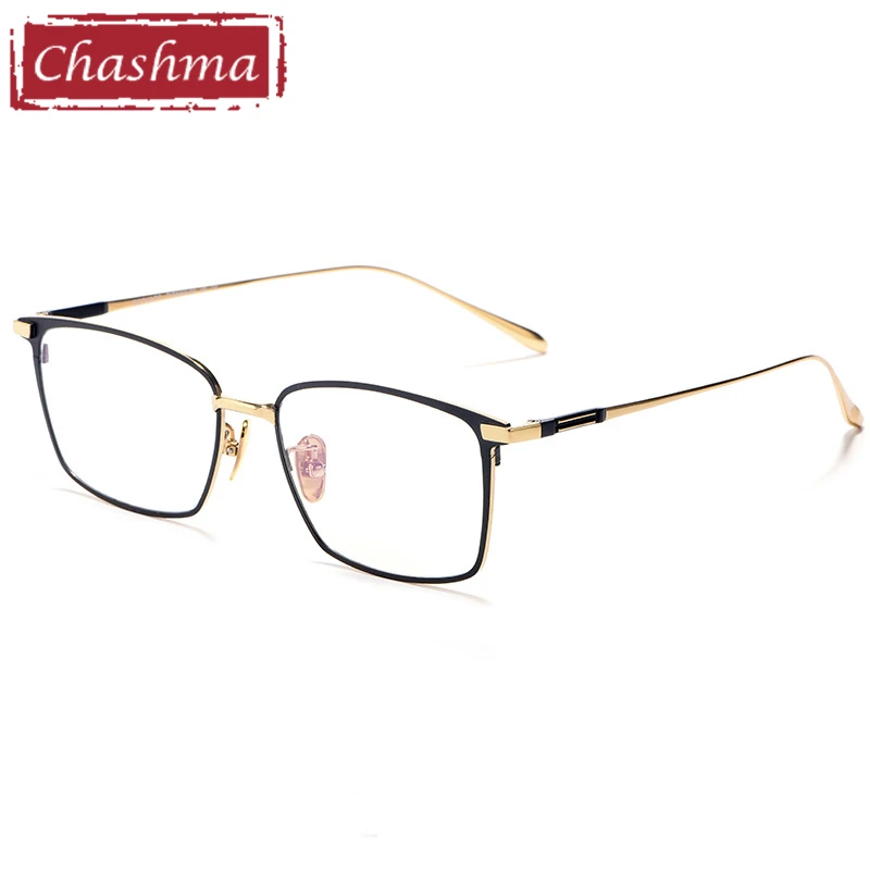 Мужские очки супер качество оправа женские титановые очки IP покрытие не теряют цвет - Цвет оправы: Black with Gold