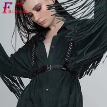 Fullyoung панк металлическая кожа жгут укороченный топ клетка для тела нагрудный ремень пастельный готический Ночной клуб рейв одежда Женский Регулируемый ремень бюстгальтер