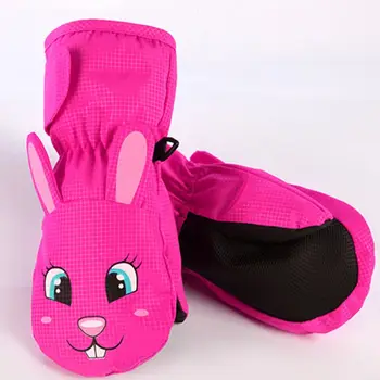 

Toddler Kids Waterproof Winter Thicken Warm Gloves Cute Cartoon Dog Rabbit Print 3D Ears Anti-Slip Elastic Snow Ski Mittens 1-8T