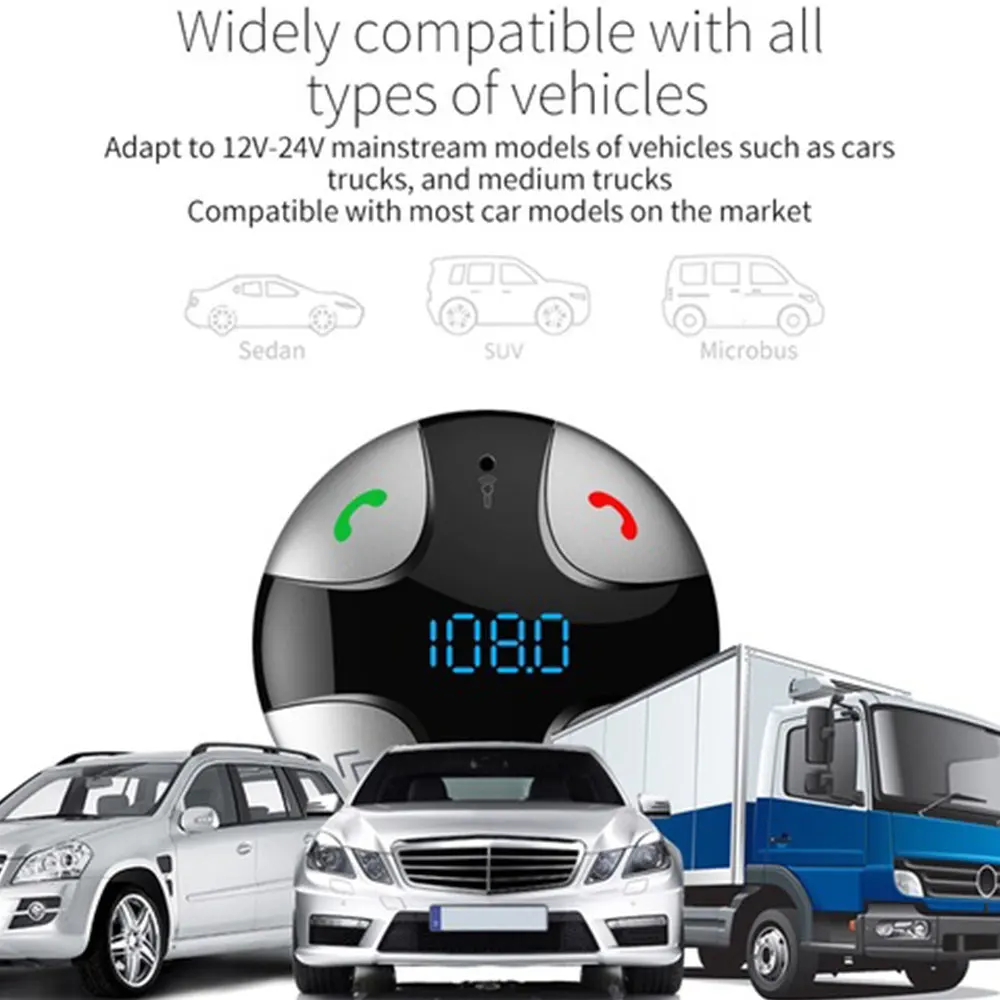 Беспроводной Bluetooth приемник автомобильный Bluetooth приемник Портативный Авто музыкальный приемник Handsfree Mp3 Hands-Free 5 V/3.4A Smart