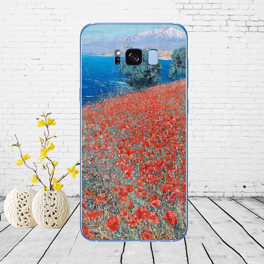 Мягкий силиконовый чехол Vincent van Gogh sunflower cherry blossom starry для Samsung Galaxy S6 S7 edge S8 S9 S10 plus A70