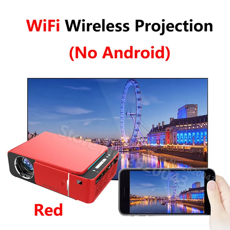 Sync style- red T6 проектор 4K 3500 люмен 1080P видео Full HD светодиодный портативный проектор VGA USB HDMI проектор для домашнего кинотеатра - Цвет: Sync style- red
