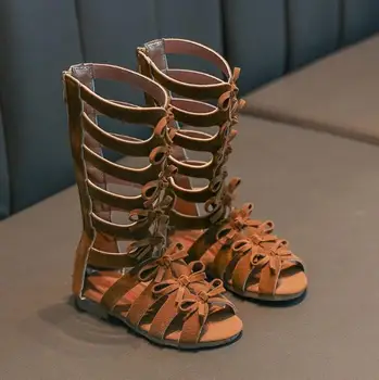 

Hot Girls Sandals Soft Bottom Little Princess Shoes Summer New Children's High Roman Shoes Baby Princess Peep-toe Beach Shoes