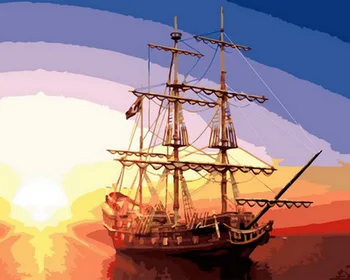 

Unframe diy oil picture oil paintings by numbers figure painting paint by number for home decor 5065cm sailboat and sunset