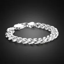 Горячая Распродажа, браслет из стерлингового серебра пробы в европейском стиле. Твердый 925 Серебряный 10 мм 18 см/20 см мужской браслет. Ювелирные изделия в стиле панк для мальчиков