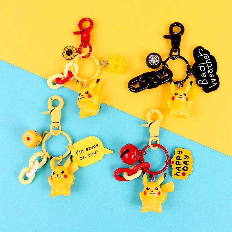漫画ポケモンピカチュウキーホルダーアニメポケットモンスターキーホルダーキーチェーンキーリング車のバッグチャーム子供フィギュアおもちゃの宝石 Key Chains Aliexpress