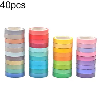 

40Pcs DIY Rainbow Sticky Paper Adhesive Tape DIY Crafts Scrapbook Album Notebook Decorative Tape