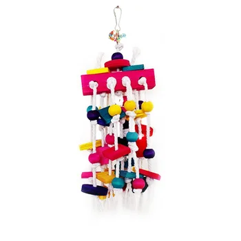 

Climbing Fun Parrot Cage Easy Install Bird Chewing Toy Hanging Colorful Pet Supplies Gift Wooden Block Bite Removable Training