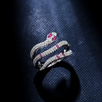 

AAA Quality Fashion Pave Top Cubic Zirconia Multi Layer Circle Green Red Blue Eye Silver Snake Ring Monaco Jewelry For Women