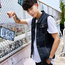 Мужская одежда большого размера, эластичный джинсовый жилет, плюс размер, d ковбойская рубашка, стильная свободная одежда, топы, жилет без рукавов, Coa