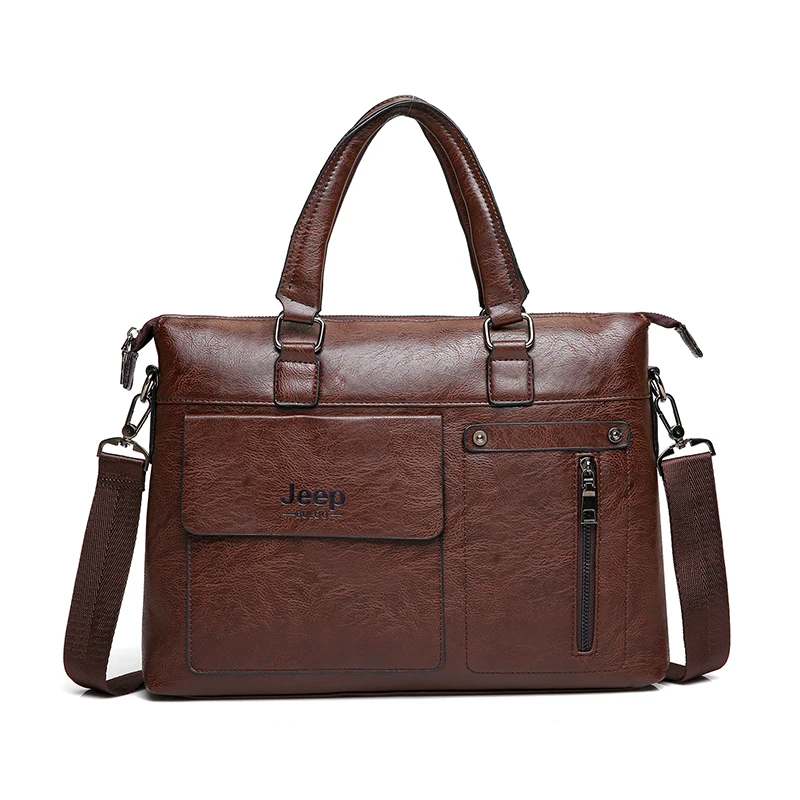JEEP Designer Mens Business Briefcase PU Leather | Jewelry Addicts