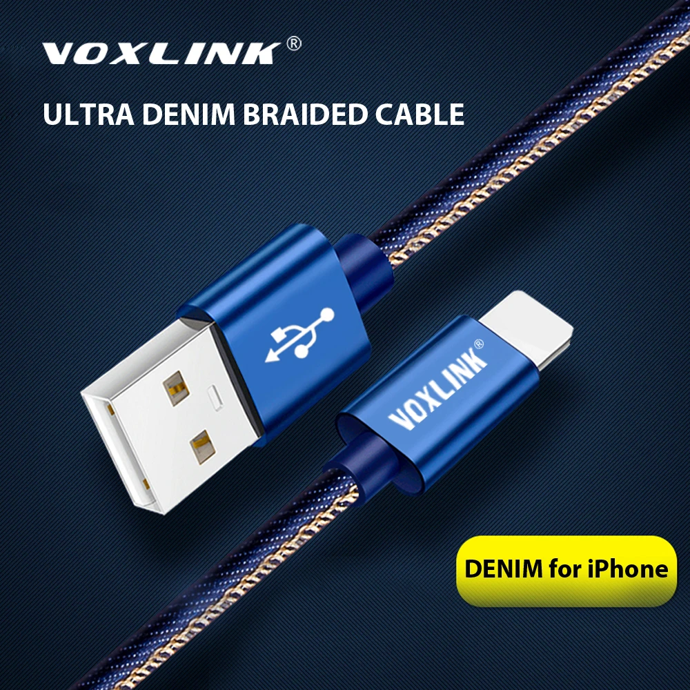 

VOXLINK 2.4A Denim USB Cable for iphone X XS XR Fast Charging Sync Data USB Cord For iPad mini 2/mini 3/mini 4 8 charging cable