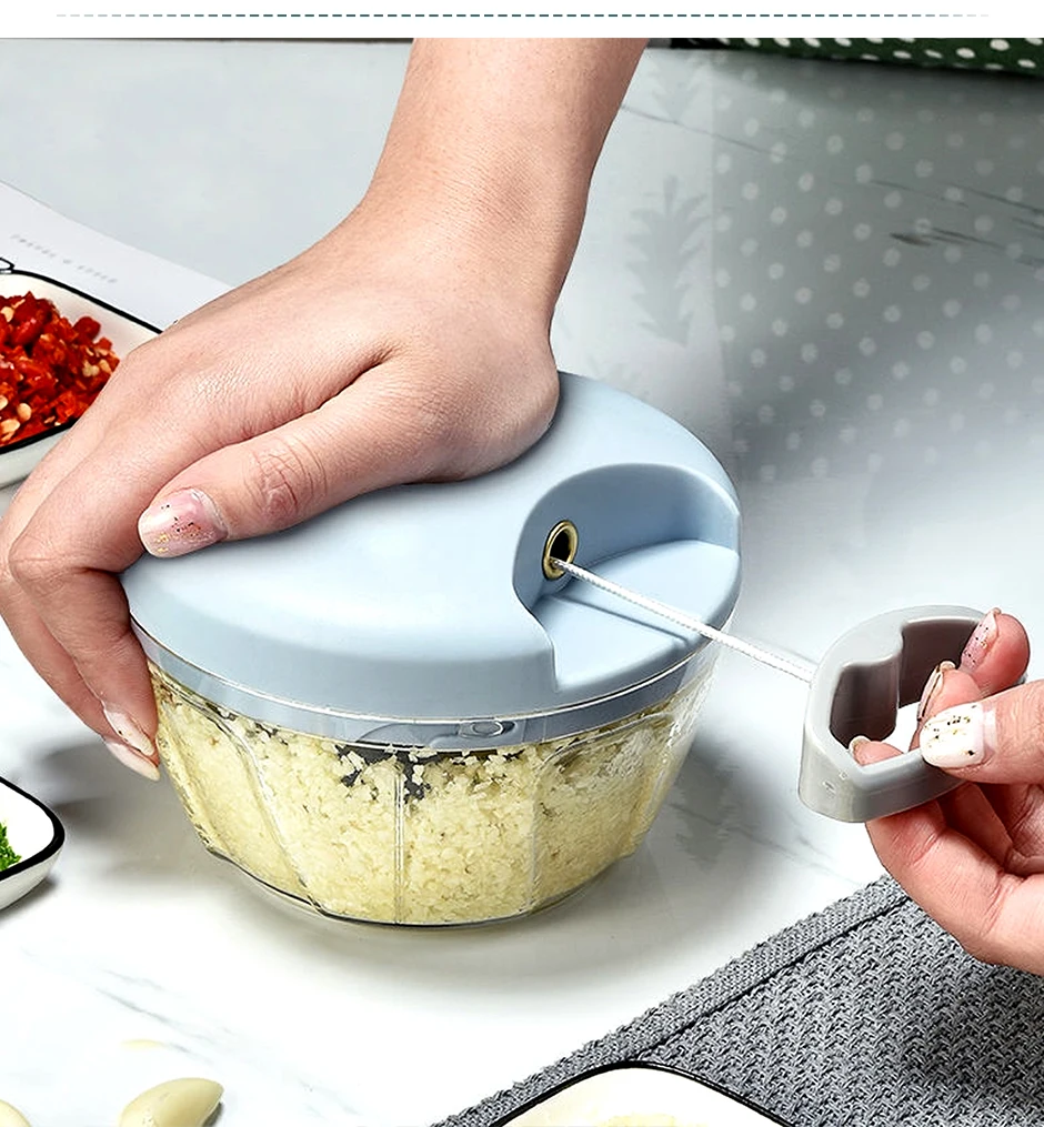 900ML Garlic Chopper Manual Rotate Vegetable Cutter Chopper Slicer