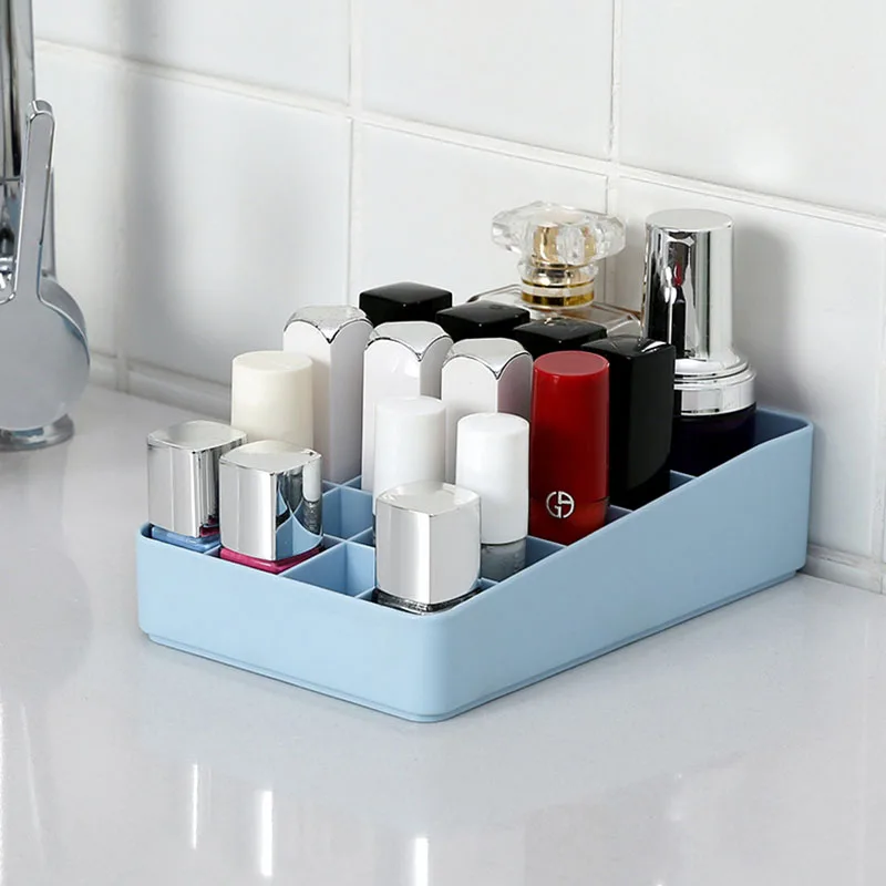 YiCleaner Plastic Makeup Storage Box Cosmetic Organizer Desktop Storage Box Lipstick Nail-polish Brush Holder Make Up Case