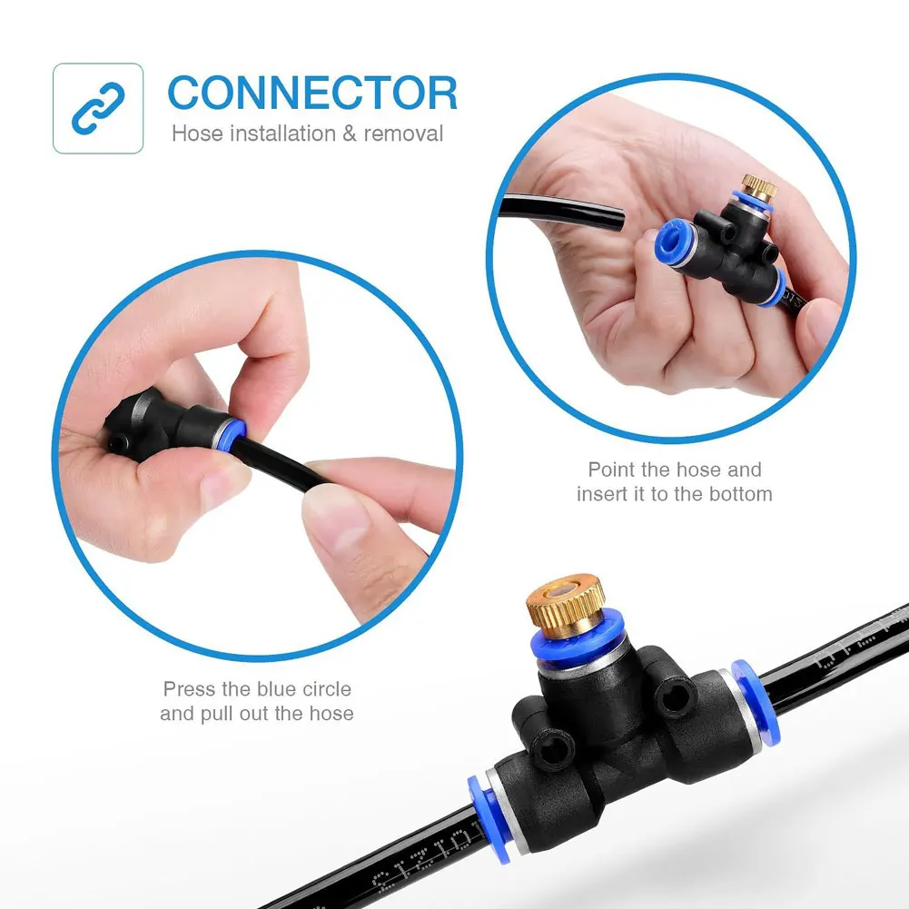 8m Hose Nozzles Sprayer Set Water Misting Cooling System Kit Garden Accessories